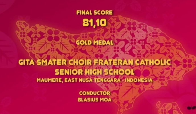 Gita Smater Choir SMAK Frateran Maumere Raih 3 Medali Emas Ajang Festival Internasional yang Diikuti 12 Negara
