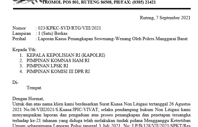 Buntut Peristiwa Penangkapan di Desa Golo Mori, Kapolres Mabar Diadukan ke Kapolri